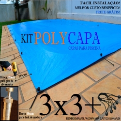 Capa para Piscina América 3x3 + 12 LonaFlex 20cm + 12 LonaFix Proteção